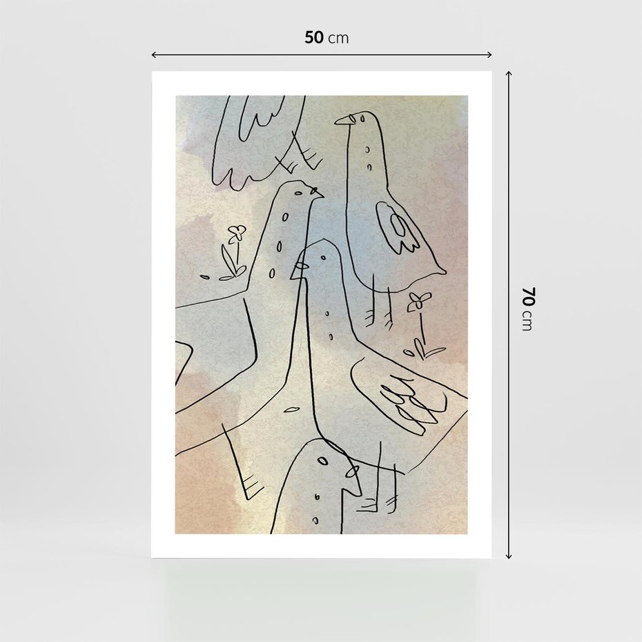 Plakat bez ramy 50x70 - Strukturalna Gromada - abstrakcyjny plakat, szkic ptaków