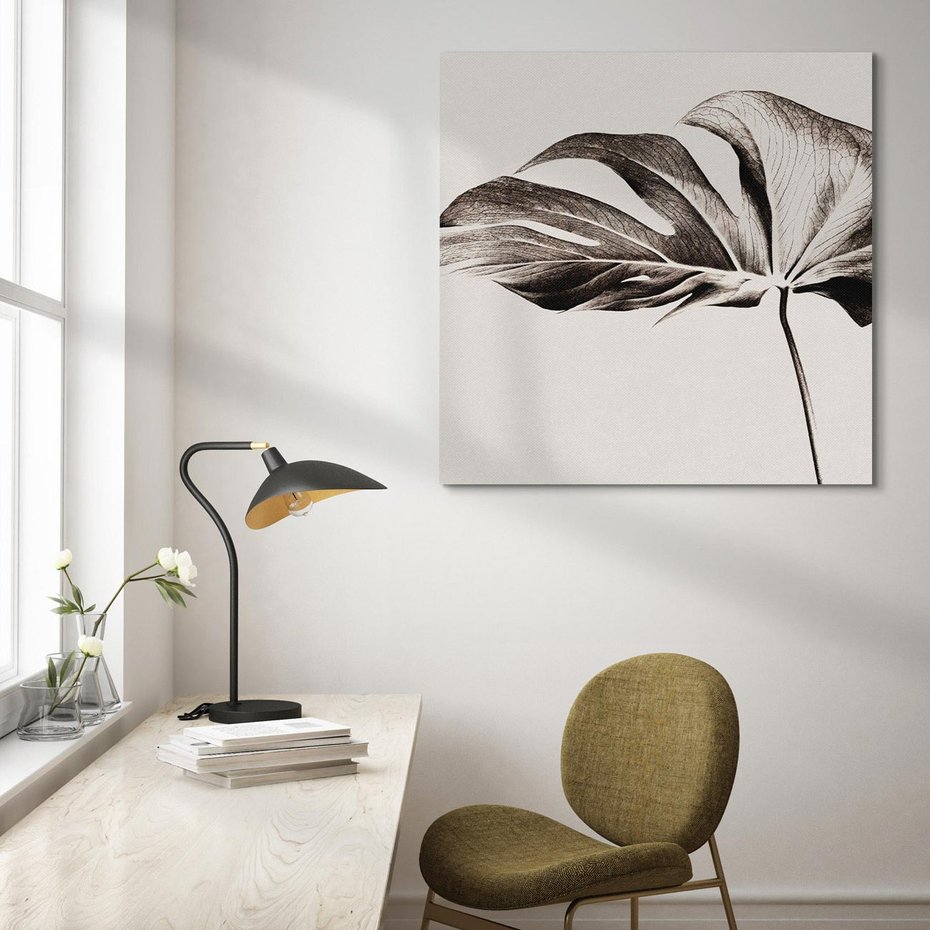 Obraz na płótnie 40x40 - Szapczący Liść - szkic, czarno biały