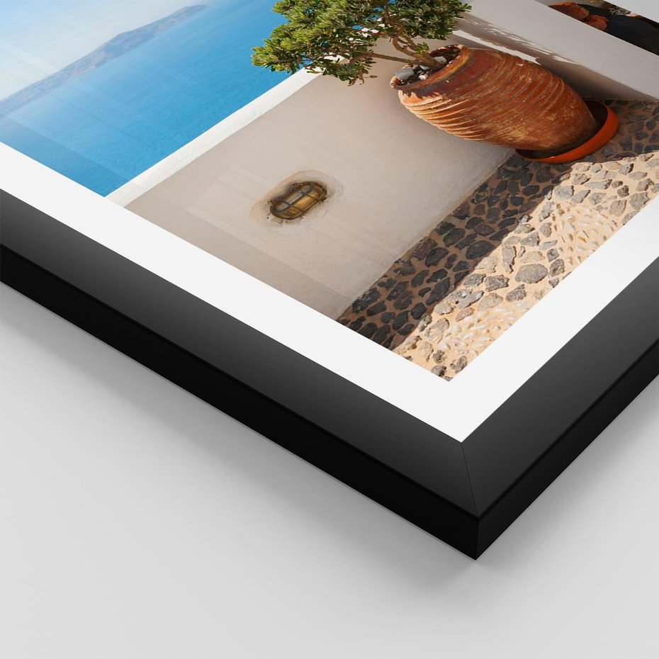 Plakat w ramie 30x40 - Santorini - oaza greckiej wyspy - Santorini, grecka - rama czarna