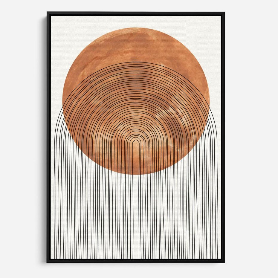 Obraz w ramie 50x70 - Konturem Kształtowane - koło, boho styl - rama czarna