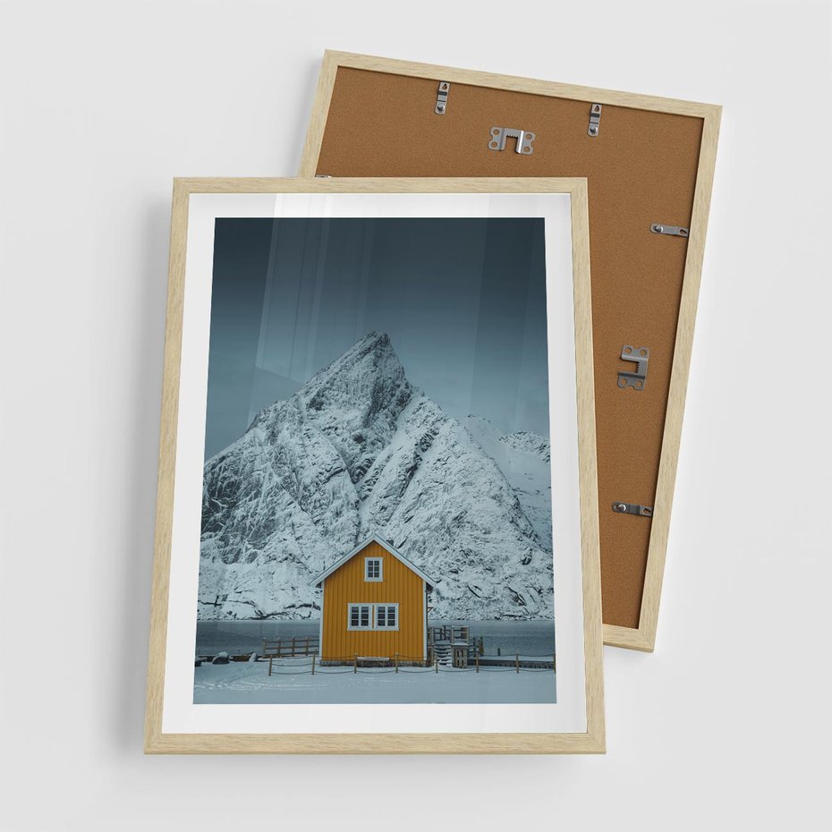 Plakat w ramie 50x70 - Urok Norweskich Domków - Skandynawia, Norwegia - rama drewno