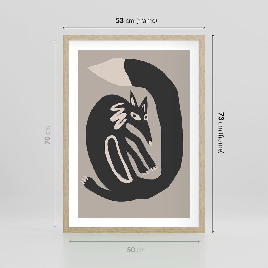 Plakat w ramie 50x70 - Migotliwe Echa Skandynawii - skandynawska sztuka, lis - rama drewno