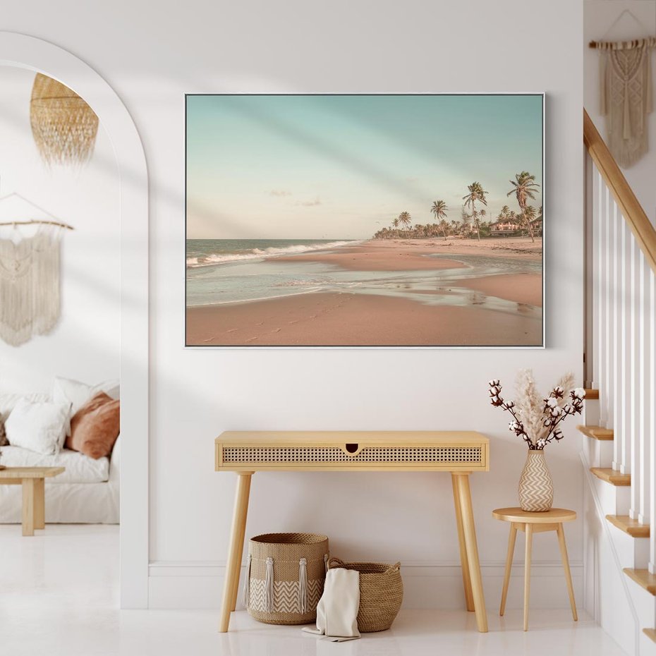 Obraz w ramie 120x80 - Ukojenie na Plaży - fotografia, rajska plaża - rama biała