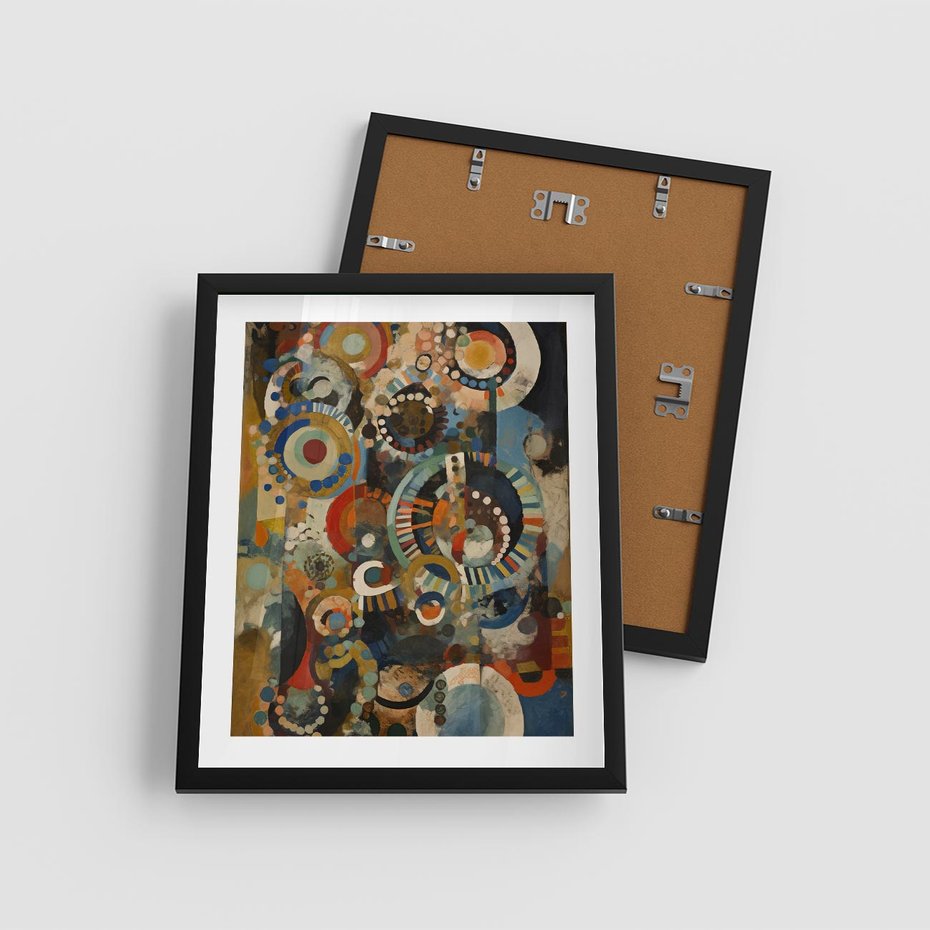 Plakat w ramie 40x50 - Podróżne Wizje Aberracji - abstrakcyjny obraz, mnogość kolorów - rama czarna