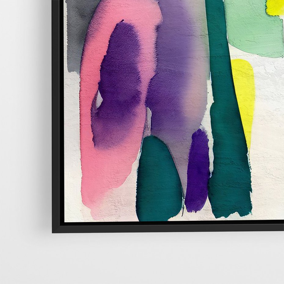 Obraz w ramie 70x100 - Subtelne Akwarelowe Ulotności - abstrakcyjny akwarelowy portret kobiety, rozmyte farby - rama czarna