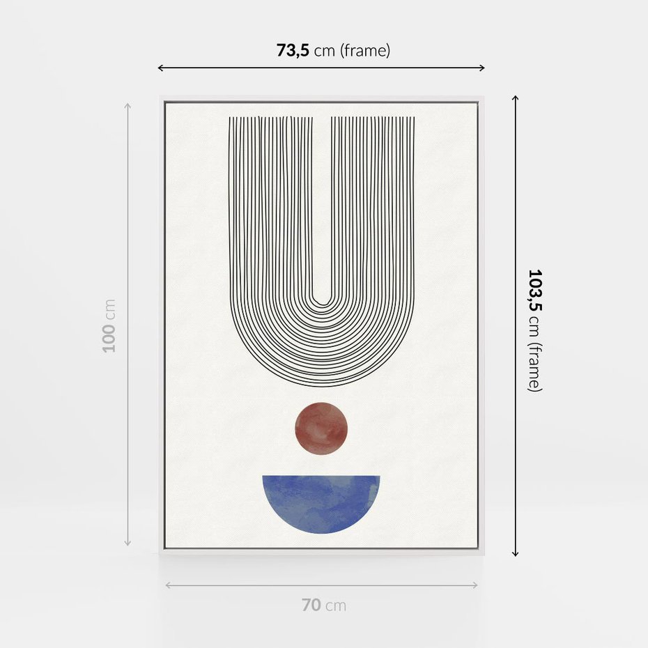 Obraz w ramie 70x100 - Rozplątane Wibracje - nowoczesny plakat, styl midcentury - rama biała