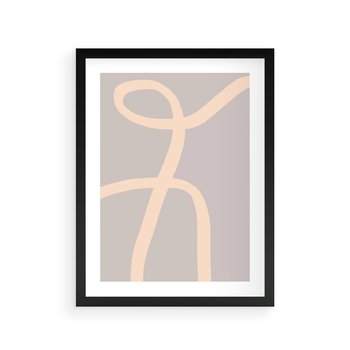 Plakat w ramie 50x70 - Beżowe Boho Zaplątanie - minimalistyczny obraz, nowoczesny - rama czarna