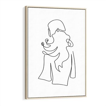 Obraz w ramie 50x70 - Zaklęte Linie - szkic kobiety, jedną linia - rama drewno