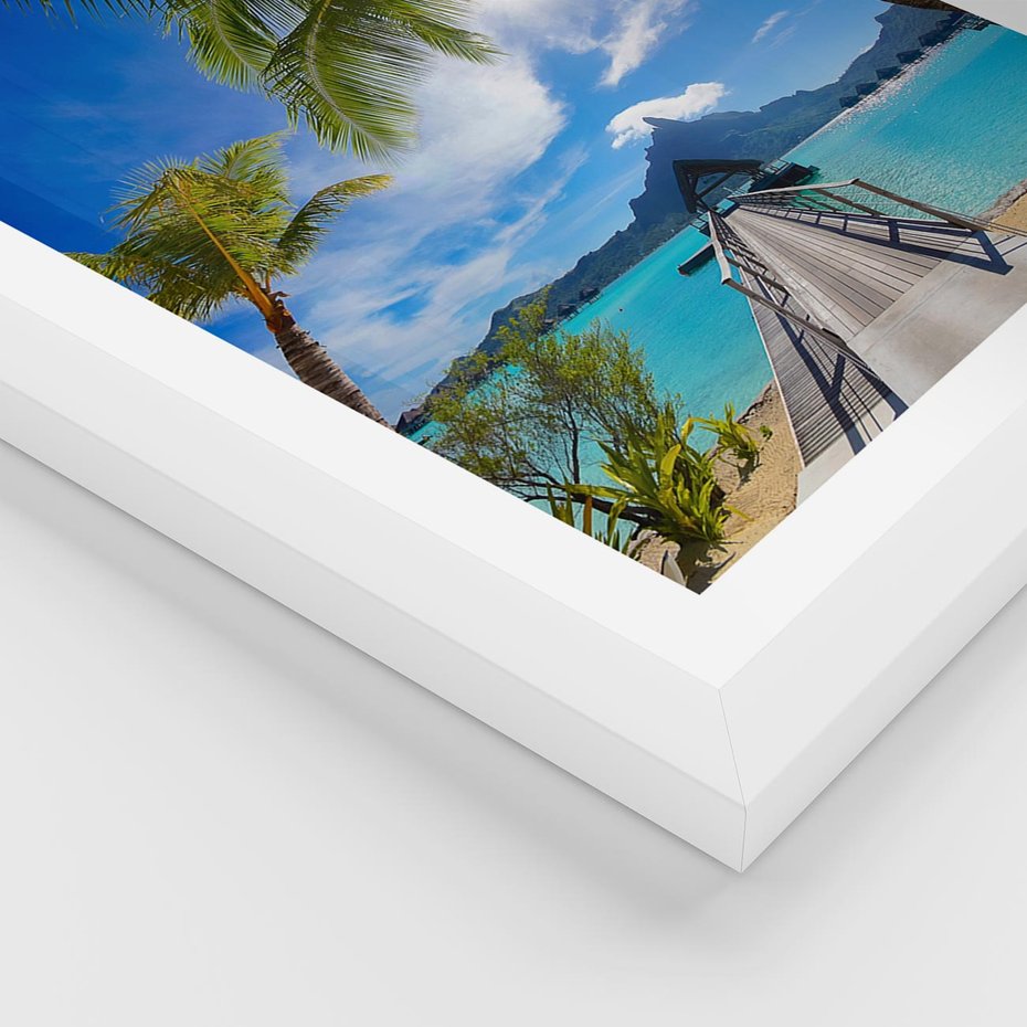 Plakat w ramie 50x70 - Tropikalne palmy nad oceanem - palmy, ocean - rama biała