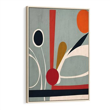 Obraz w ramie 80x120 - Harmonia Kolorowych Impulsów - abstrakcyjny obraz olejny, dziwne formy - rama drewno