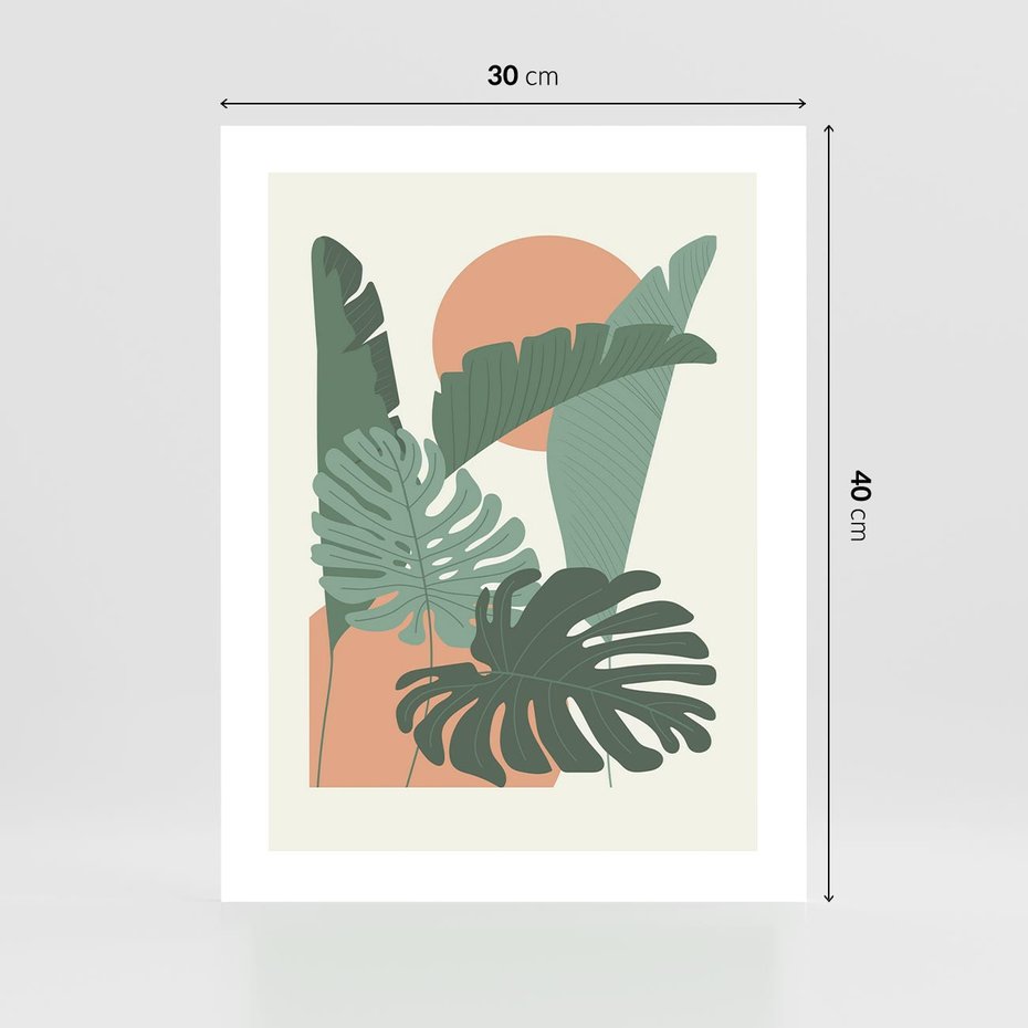 Plakat bez ramy 30x40 - Abstrakcyjne Tropiki - liście, rośliny tropikalne w graficznym stylu