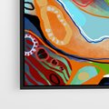 Obraz w ramie 50x50 - Kolorowe Wnętrza Kształtów - abstrakcyjny portret kobiety, twarz - rama czarna