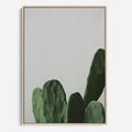 Obraz w ramie 50x70 - Majestatyczne Wysokości - kaktusy, liście - rama drewno