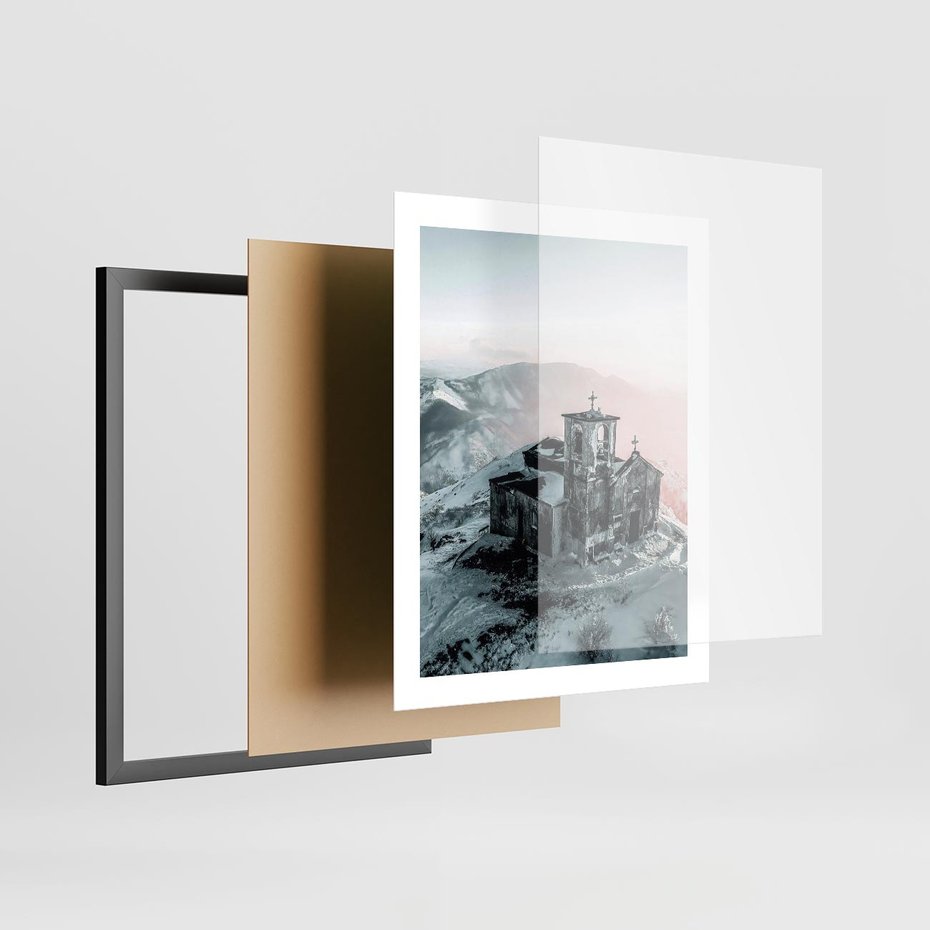 Plakat w ramie 40x50 - Stary Kościół w Górach - stary kościół, ruiny - rama czarna