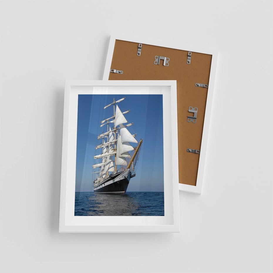 Plakat w ramie 30x40 - Podróż na Żaglowcu Przygody - żaglowiec, podróż - rama biała