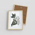 Plakat w ramie 30x40 - Grono Abstrakcji - minimalistyczny plakat, winogrona - rama drewno