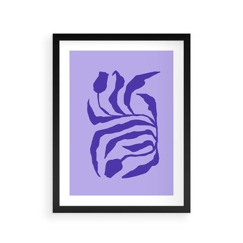 Plakat w ramie 30x40 - Boho Sztuka Wolności - kwiaty, energetyczne fioletowe tło - rama czarna