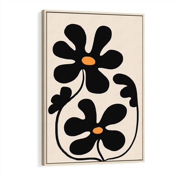 Obraz w ramie 70x100 - Wyjątkowość Boho - minimalistyczny abstrakcyjny obraz, prymitywne kwiaty - rama drewno