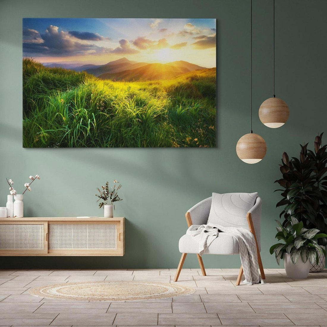 Obraz na płótnie 120x80 - Bliskość Natury - góry, łąka