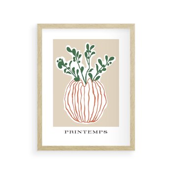 Plakat w ramie 40x50 - Boho Refleksje Natury - gałązki w wazonie, typografia - rama drewno