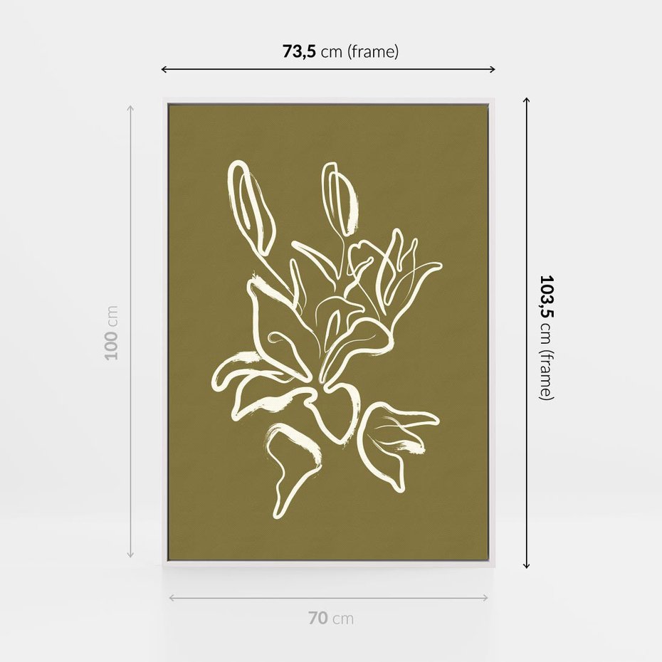 Obraz w ramie 70x100 - Przenikające Barwy - abstrakcyjna roślina, kwiaty - rama biała