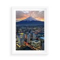 Plakat w ramie 50x70 - Miasto na Górnym Horyzoncie - miasto, góry - rama biała