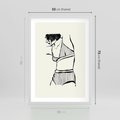 Plakat w ramie 50x70 - Minimalistyczny Urok - szkic, kobieta w bieliźnie - rama biała