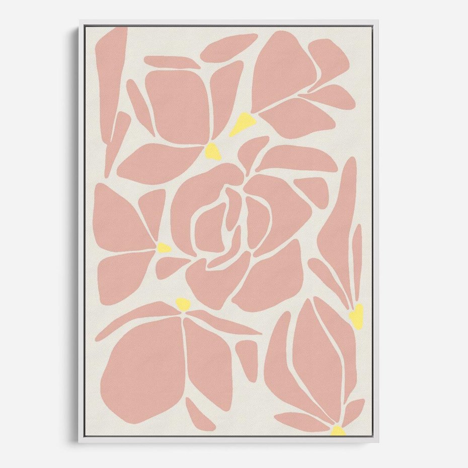 Obraz w ramie 80x120 - Rozplątane Akwarelowe Formy - abstrakcyjne boho kwiaty, kompozycja - rama biała