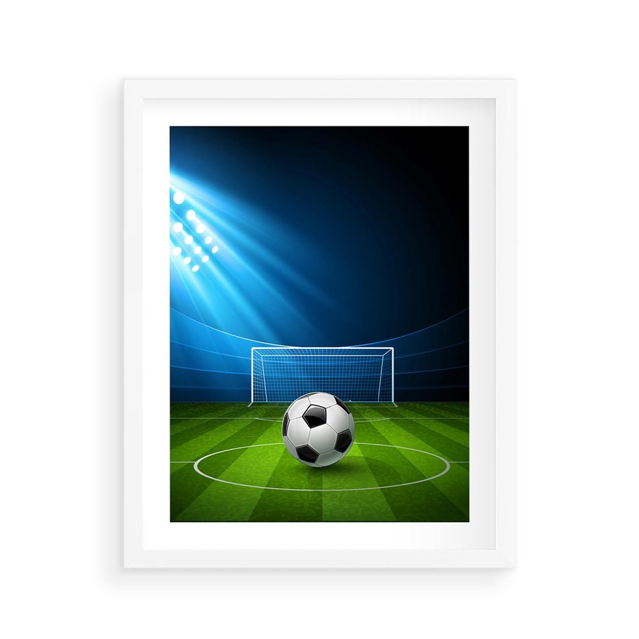 Plakat w ramie 40x50 - Piłkarska ekscytacja w momencie gola - piłka, nożna - rama biała