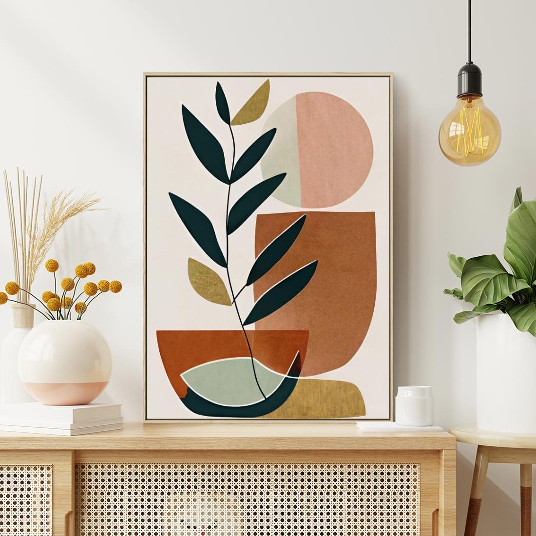 Obraz w ramie 80x120 - Migocące Boho Wnętrza - boho obraz, abstrakcja - rama drewno