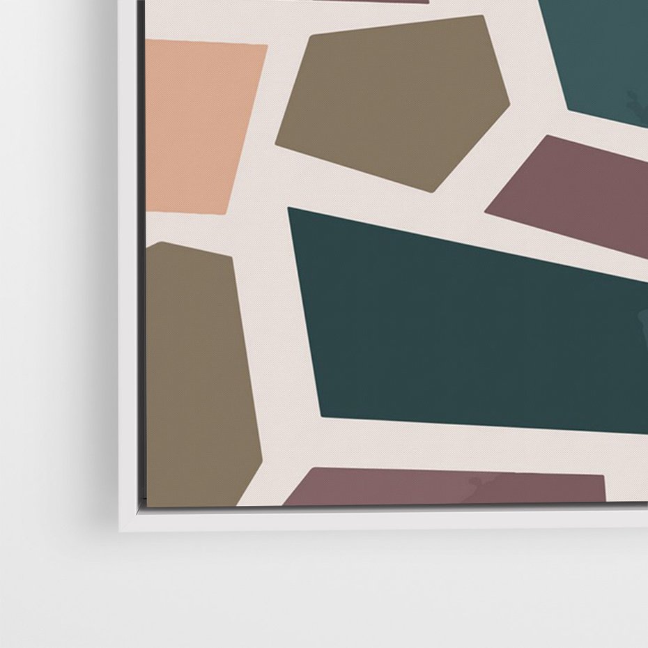 Obraz w ramie 80x120 - Modernistyczna Transcendencja - geometryczne kształty, mozaika - rama biała