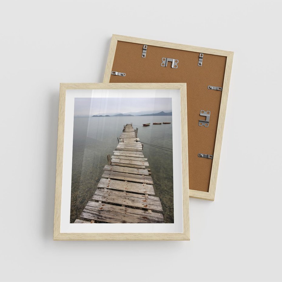 Plakat w ramie 40x50 - Jeziorne Refleksje - pomost, jezioro - rama drewno