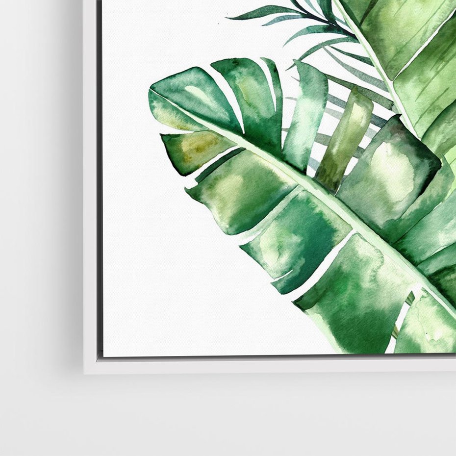 Obraz w ramie 50x50 - Piękno Złotej Rośliny - złote, liście - rama biała