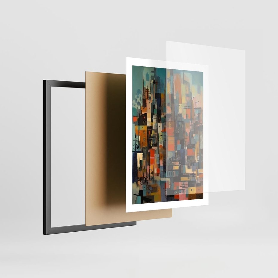 Plakat w ramie 50x70 - Zaklęte Odbicia Nienormalności - styl mid century, nowoczesna sztuka - rama czarna