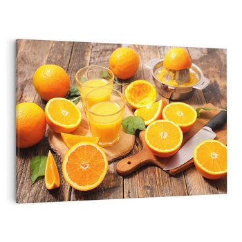 Obraz na płótnie 100x70 - Soczyste pomarańcze i soki - pomarańcze, soki