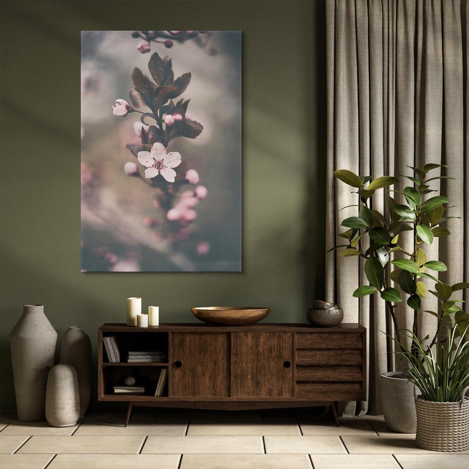 Obraz na płótnie 50x70 - Przemijający Urok - kwitnąca, wiśnia