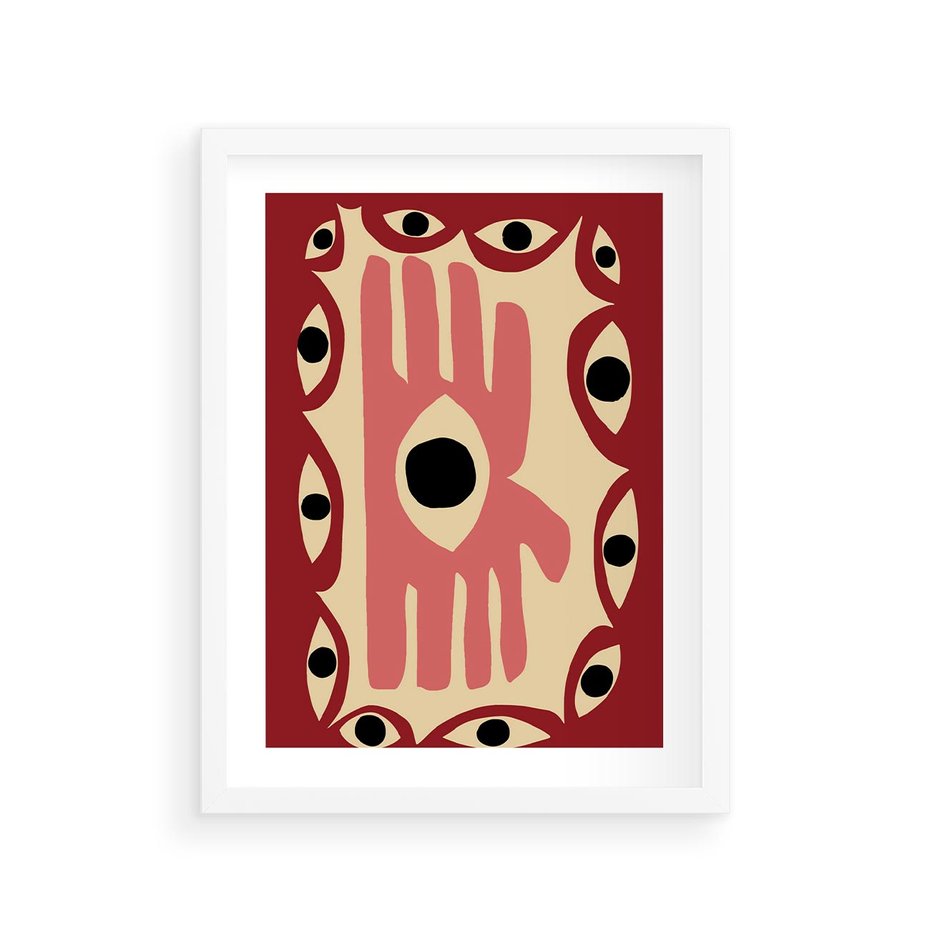 Plakat w ramie 30x40 - Migotliwe Kształty - abstrakcyjny obraz, boho styl - rama biała