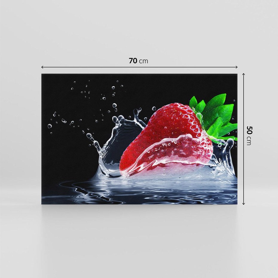 Obraz na płótnie 70x50 - Świeżość truskawek wodą okryta - truskawka, woda