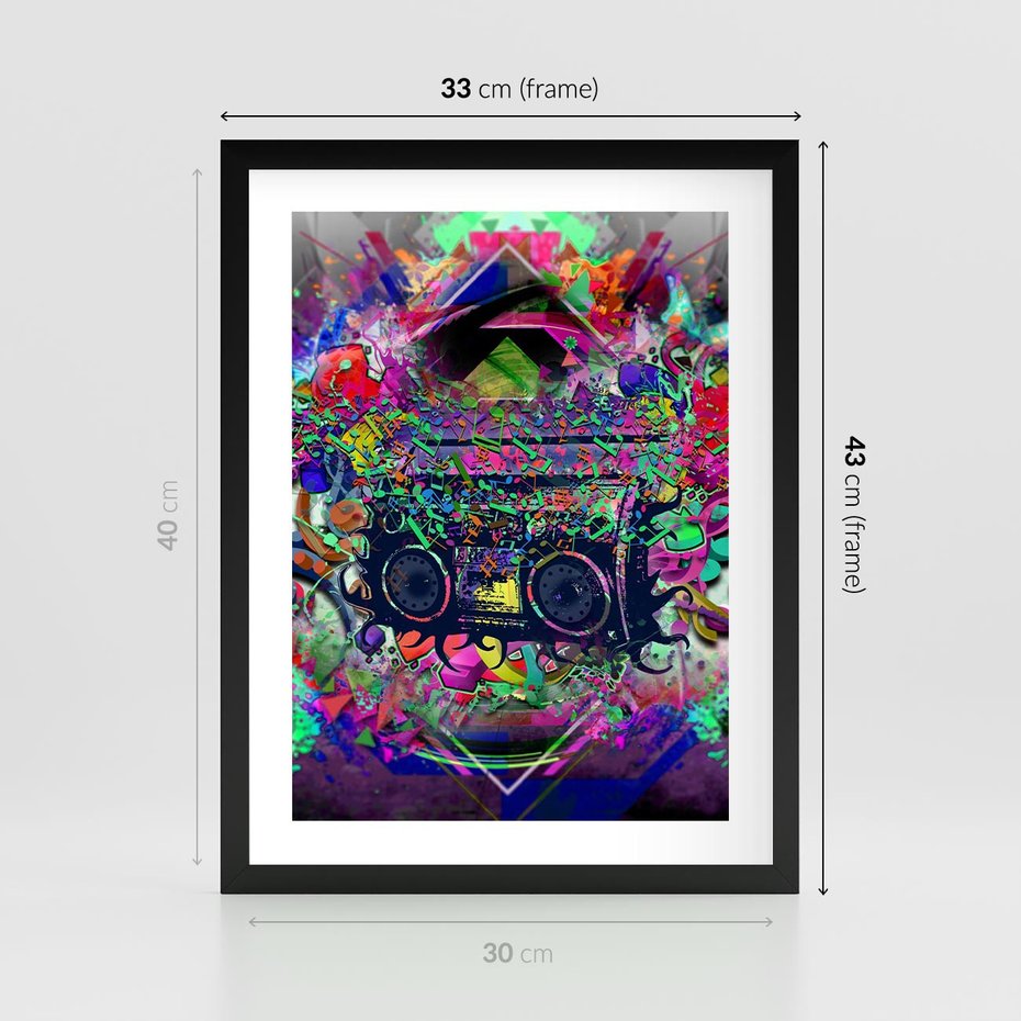 Plakat w ramie 30x40 - Harmonia Muzyki - grafika, muzyka - rama czarna