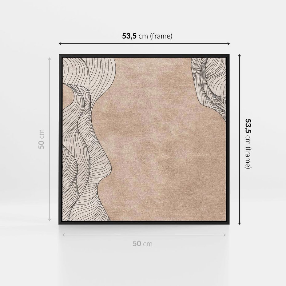 Obraz w ramie 50x50 - Symfonia uczuć i kształtów - delikatna kompozycja, falujące linie - rama czarna