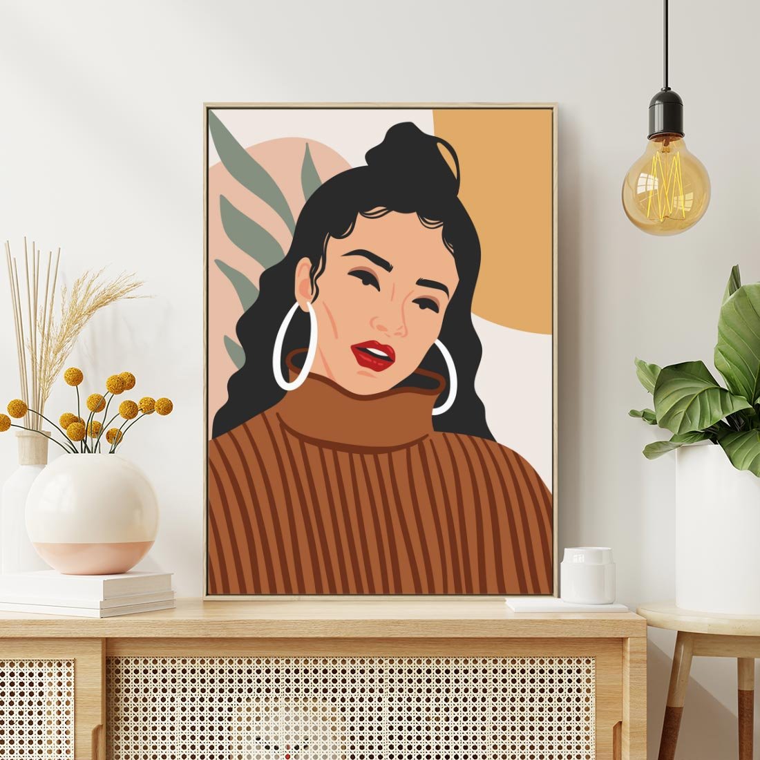 Obraz w ramie 80x120 - Kobiece Wibracje - nowoczesny plakat, styl retro - rama drewno