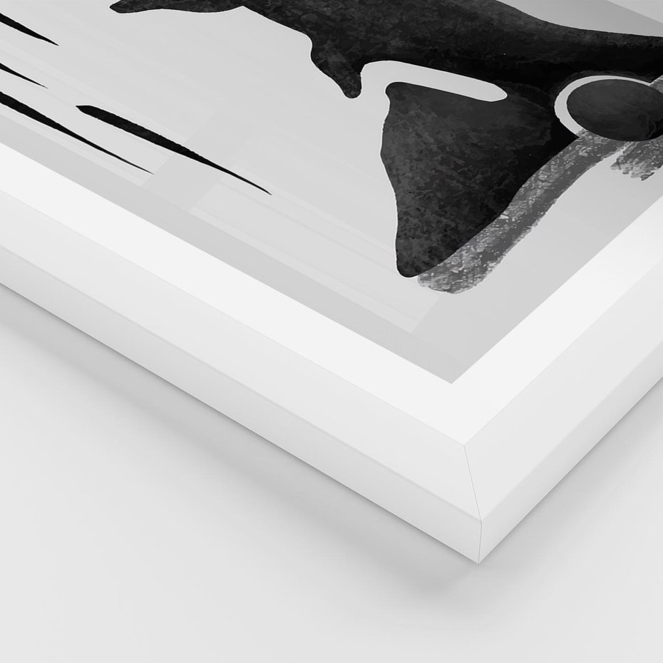 Plakat w ramie 40x50 - Czarno-Biała Grafika Postaci - nowoczesna grafika, plakat - rama biała