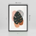 Plakat w ramie 50x70 - Minimalizm w Liściach Monstery: Plamy i Kropki - minimalizm, monstera plamy - rama czarna