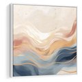 Obraz w ramie 50x50 - Ukojenie Współczesności - abstrakcyjne fale, gładkie linie - rama biała