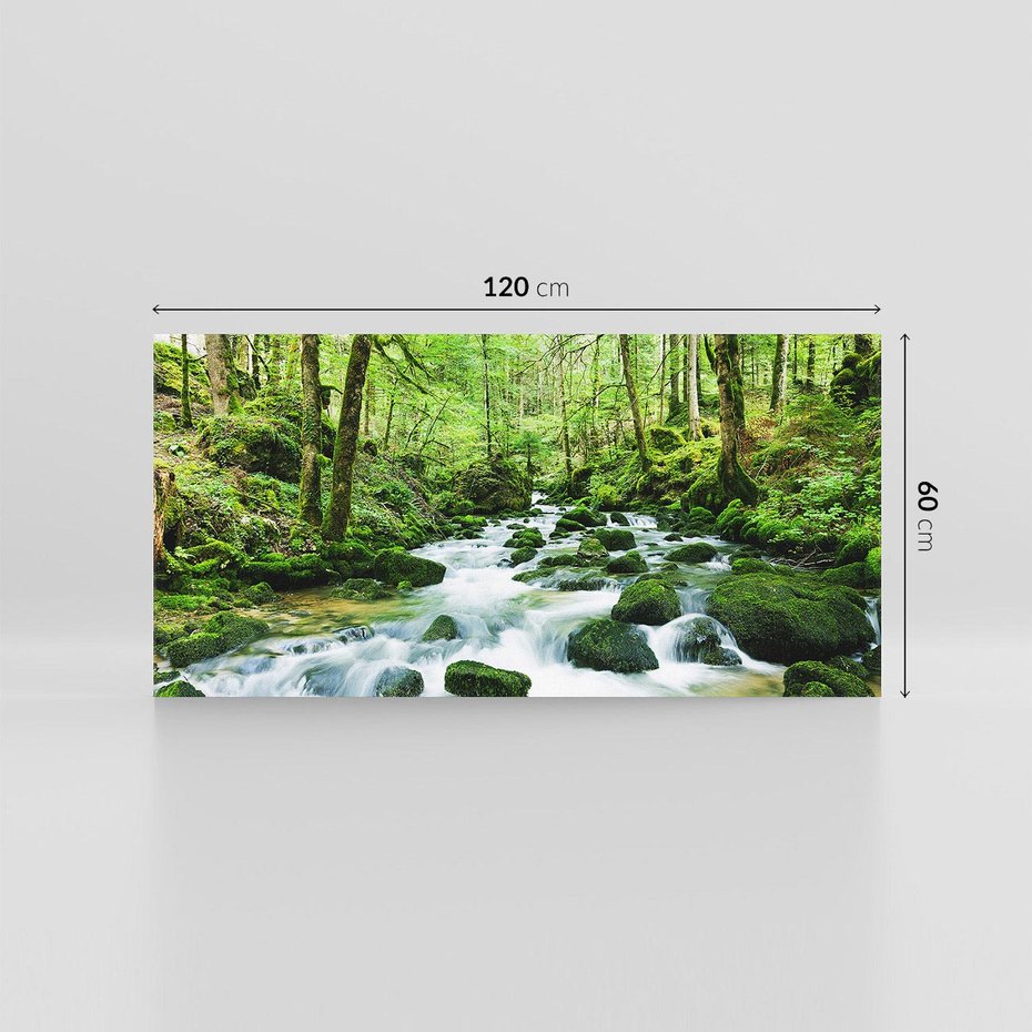 Obraz na płótnie 120x60 - Spokój Wodospadu: Las i Drzewa - wodospad, las