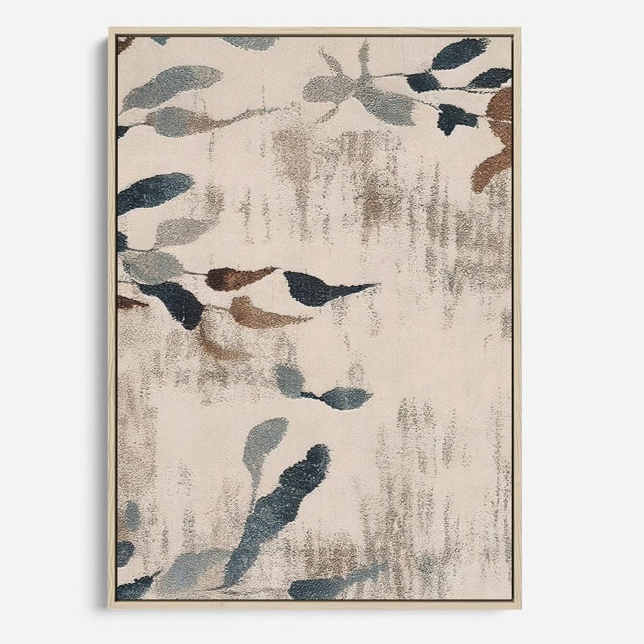 Obraz w ramie 50x70 - Refleksje liściowych barw - abstrakcyjne kształty, przypominają liście - rama drewno