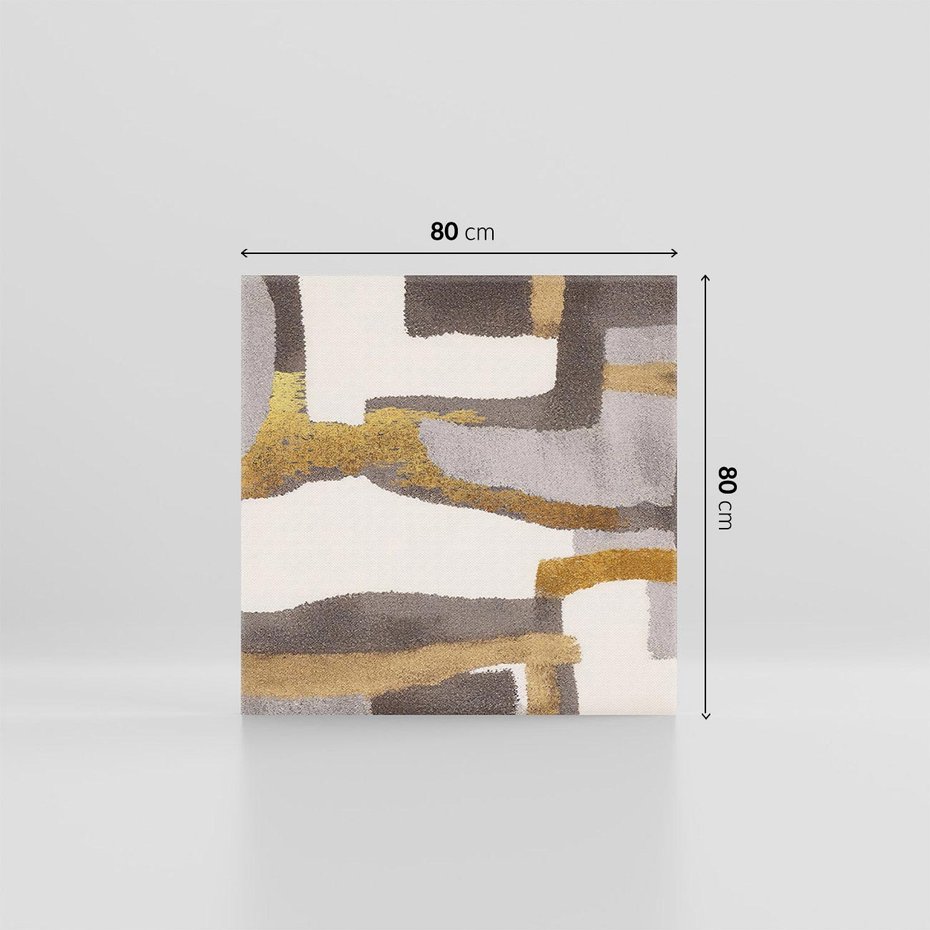 Obraz na płótnie 80x80 - Szaro-złote Wibracje - abstrakcyjne kształty, szerokie linie