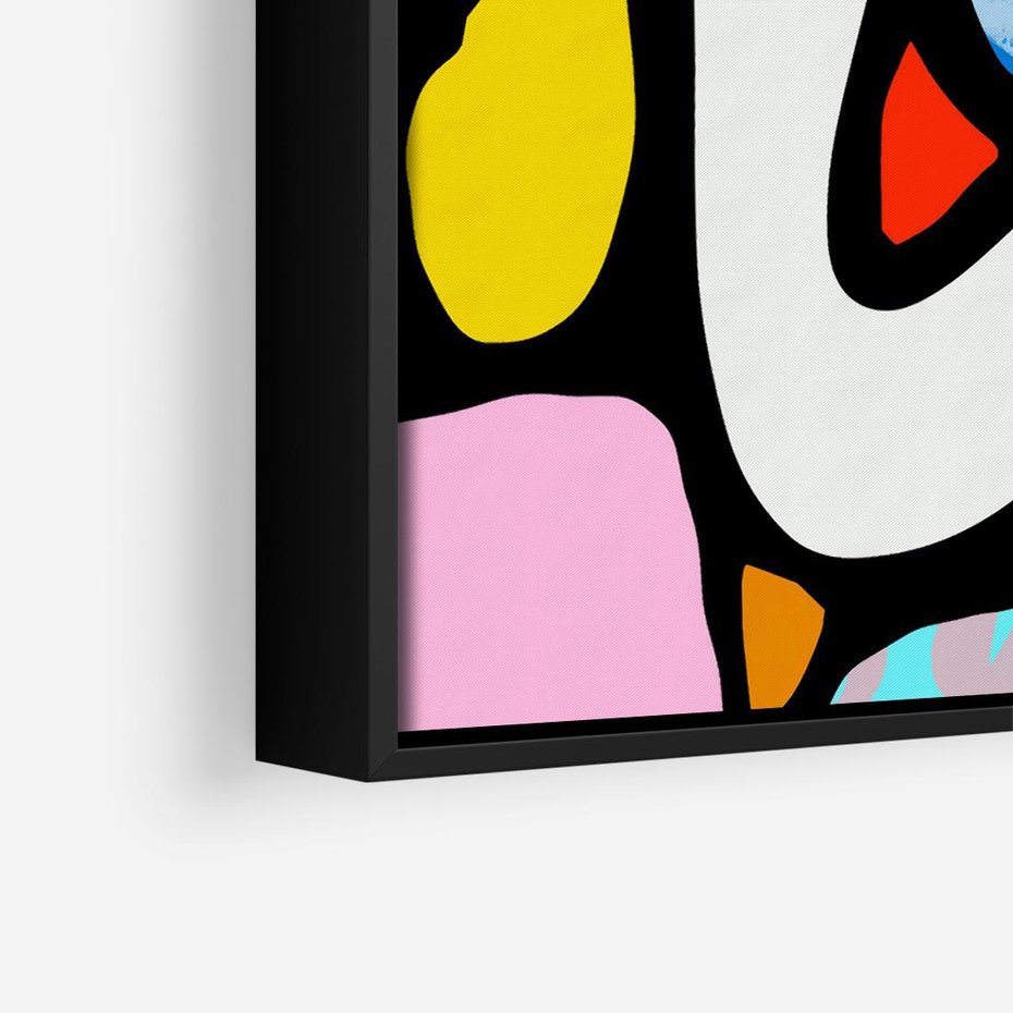 Obraz w ramie 50x50 - Komiksowe Formy - abstrakcyjne formy, komiksowy styl - rama czarna
