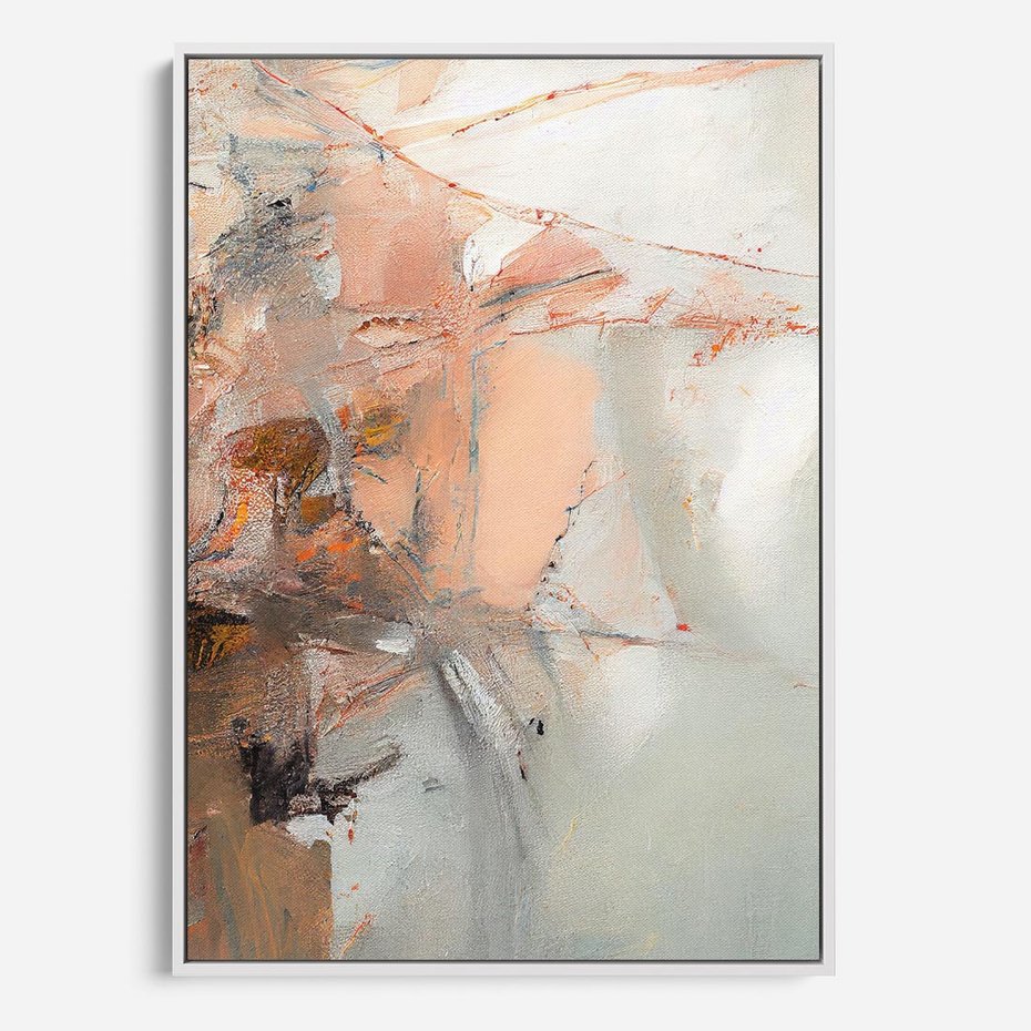 Obraz w ramie 50x70 - Taniec księżycowego pyłu - abstrakcja, tekstury farb - rama biała