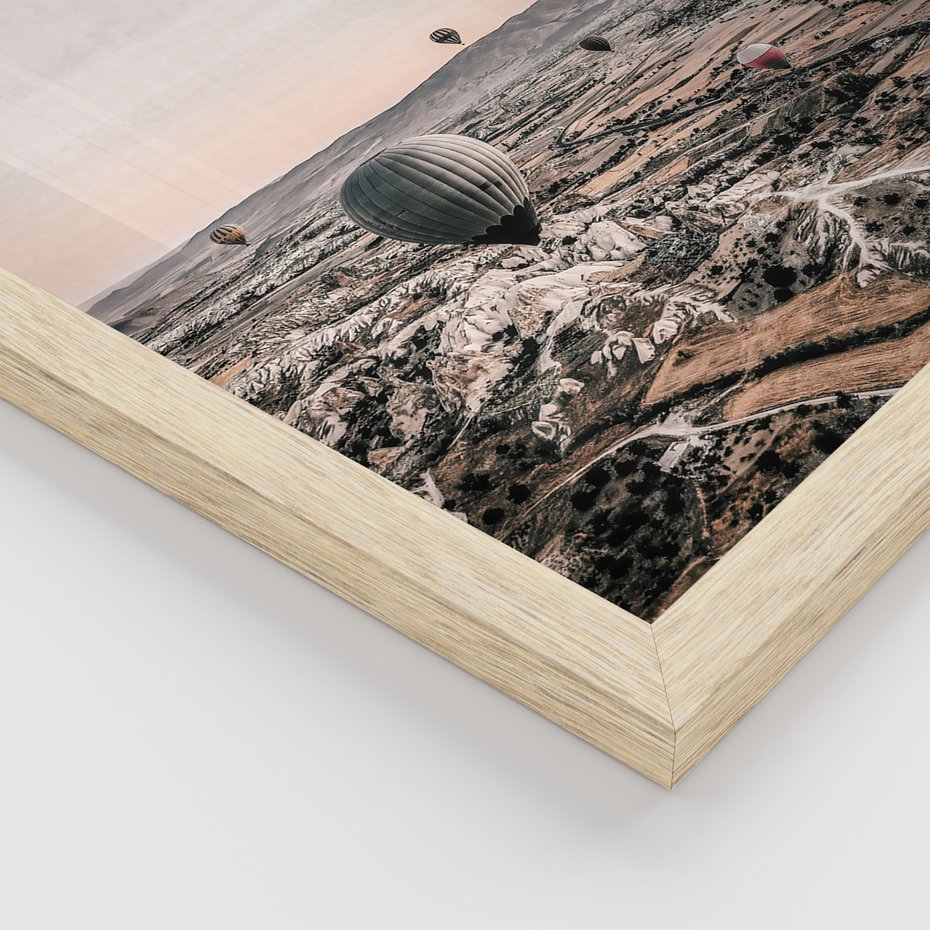 Zestaw obrazy w ramie 30x40 galeria - Boho, wan, pustynia, balony - rama drewno